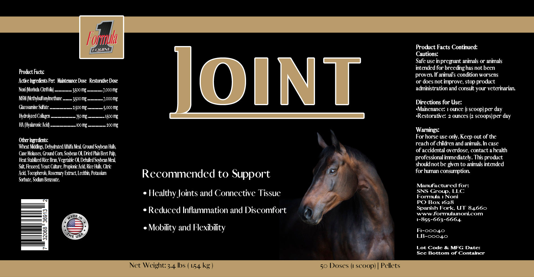 Equine - F1 Joint Pellets 100 doses